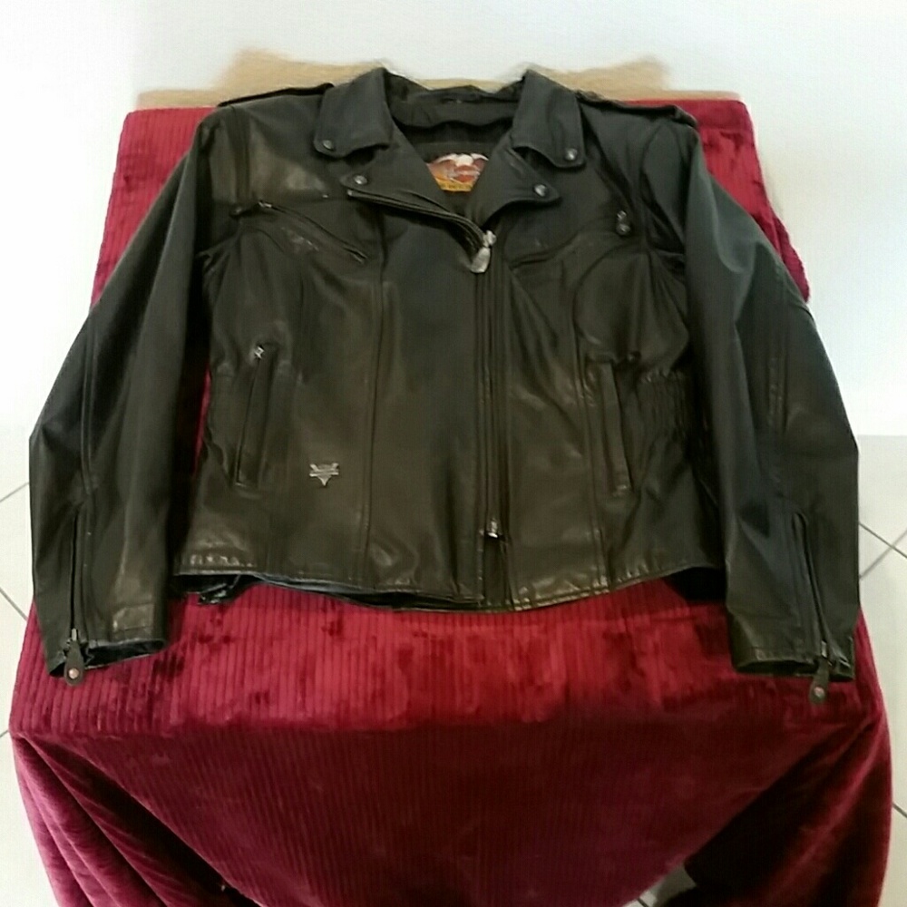 Women's leather motorcycle jacket